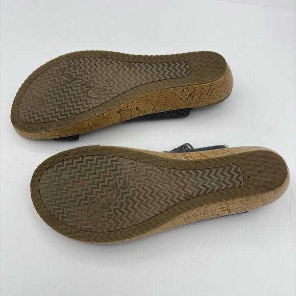Skechers Sandals Womens Size 9 Luxe Foam Brie Most Wanted Cork Wedge Gray 119013 - Picture 10 of 10